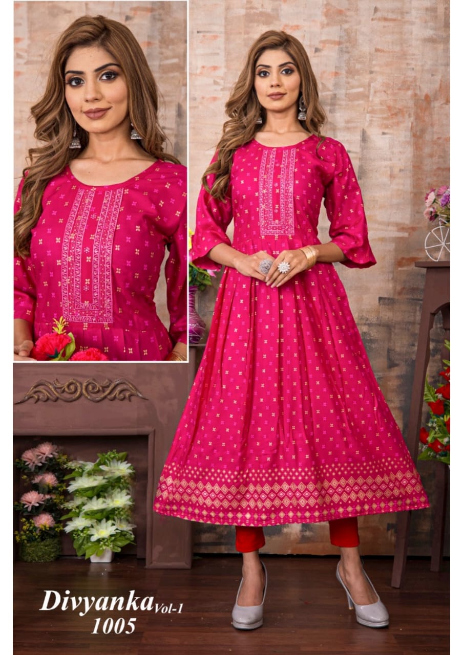 Divyanka 1 Ethnic Wear Wholesale Anarkali Kurtis Catalog
